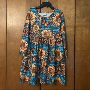 Casual Blue & Brown Floral Sundress